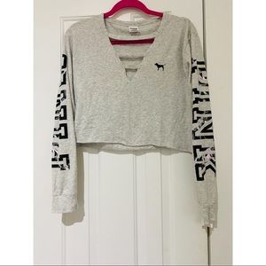 PINK crop top long sleeve